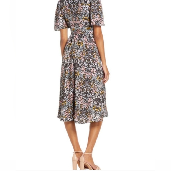 NEW Nordstrom Julia Jordan mock ruffled neck flutter sleeve floral dress - Picture 9 of 16